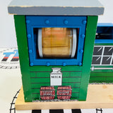 Mr. Jolly's Chocolate Factory (Low Chocolate/Bar Does Not Flip) with Cargo Car and Cargo #2 Fair Condition Chipping Paint Stained Wooden - Used