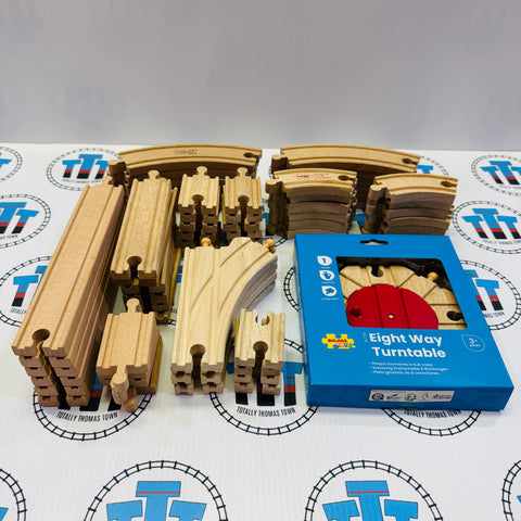 BIGJIGS Value Complete Expansion Track Pack with Eight Way Turntable 61 Pieces - New no/in Box