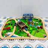 A Day at "The Works" Set #1 (Writing On ALL Trains, Stations, Track, Accessories) Missing Signals/Red House Peeling Sticker Wooden - Used