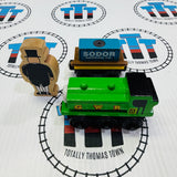 Sodor Airfield Set with Duck (Writing on Bottom), Flatbed and Tiger Moth (2001) Clickity Clack Wooden - Used in Marked Box