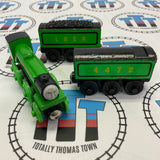 Flying Scotsman with 2 Tenders #4 (Learning Curve 1999) Painted Tops Rare Wooden - Used