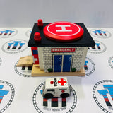 Rescue Hospital Writing on Base #3 with Ramp and Ambulance Good Condition Wooden - Used
