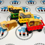 Circus Trains with Elephant, Bear, Zebra and Lion (Learning Curve) #1 Very Good Condition Wooden - Used