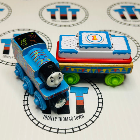 Happy Birthday Thomas with Cake Cargo Car with Sound (Thomas Wood Mattel) Fair Condition Wooden - Used