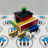 Sodor Dairy Farm with 2 Cows, 2 Milk Barrel (Different Style) and 1 Barrel Car #2 Wooden - Used