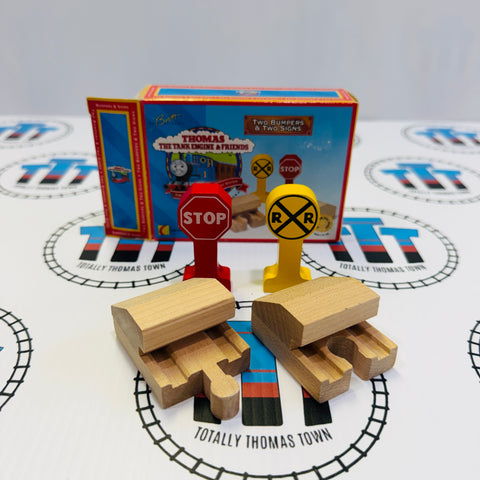 Two Bumpers & Two Signs Clickity Clack Thomas Wooden - Used in Box