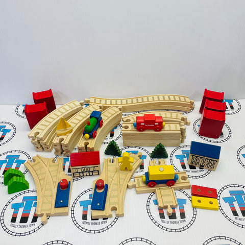 T.C. Timber Town and Country Railplay Set Generic Missing a few Pieces Wooden - Used