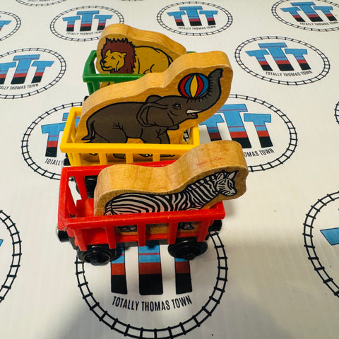 Circus Train with Zebra, Lion and Elephant Wooden - Used