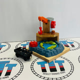 Brendam Fishing Dock #4 with 3 Fish (1 Damaged) and Cargo Car Wooden - Used