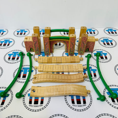 Suspension Bridge with Track Rare #1 Slight Rips Clickity Clack Wooden - Used