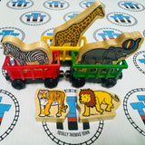 Circus Trains (Learning Curve 1998) with Elephant, Tiger, Lion, Giraffe and Zebra Good Condition Wooden - Used