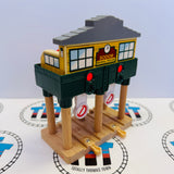 Deluxe Over the Track Signal House Newer Style #2 One Side Does Not Fully Stay Up Wooden - Used