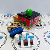 Sodor Dairy Farm with 2 Cows, 2 Milk Barrel and 1 Barrel Car #2 Fair Condition Wooden - Used