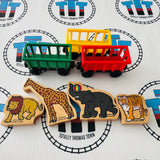 Circus Trains with Giraffe, Tiger, Elephant and Lion (Learning Curve 2003) Wooden - Used
