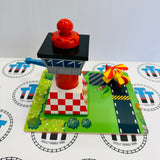 Airfield with Tiger Moth Plane #2 (Only Spins Once) Good Condition Rare Wooden - Used