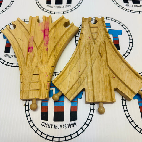 3 Way Switch Tracks 2 Pieces Marked/Stained Clickity Clack Wooden - Used