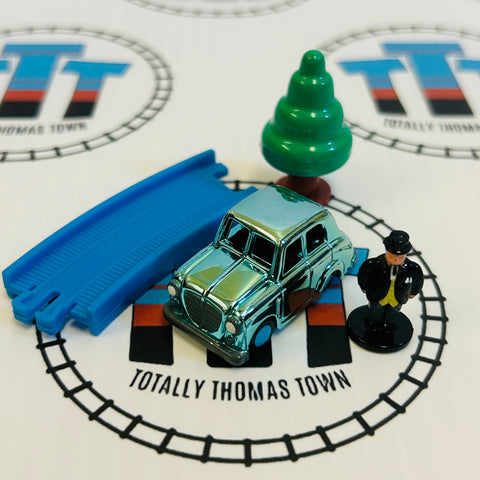 Metallic Sir Topham Hatt's Car with Figure, Tree & Track Pull Along Capsule Plarail - Used