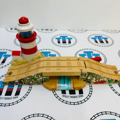 Lighthouse & Drawbridge with Lights and Sound #1 Drawbridge DOESN’T work missing battery cover Wooden - Used