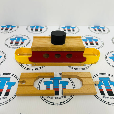 BRIO Ferry with 2 Track Pieces Marked Bottom 33661 Wooden - Used