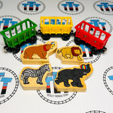 Circus Trains with Elephant, Bear, Zebra and Lion (Learning Curve) #1 Very Good Condition Wooden - Used