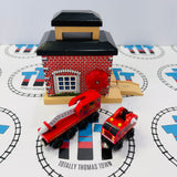 Fire Station #3 with Fire Truck/Train (2003) Good Condition Small Marks on Roof Wooden - Used
