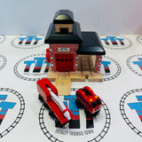 Fire Station #1 Good Condition with Fire Truck & Fire Train (2003) Wooden - Used