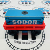 Cargo Car Red with Blue Cargo Fair Condition Wooden - Used