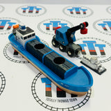 BRIO Freight Ship with Crane and 1 Cargo Piece 33534 Wooden - Used