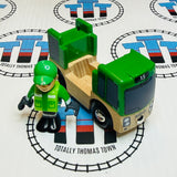 Brio Green Bus Missing Roof with Driver Wooden - Used