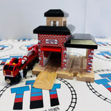 Fire Station #5 Fair Condition with Ramp and Fire Train and Truck (2003) Wooden - Used