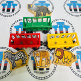 Circus Train with Zebra, Tiger, Lion and Elephant #2 (Learning Curve 2000) Rare Wooden - Used