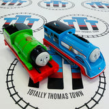 Thomas and Percy's Railway Race Set #1 Complete with Streamlined Thomas & Percy (1 Bridge Pops Off Easily) Used - Trackmaster Revolution