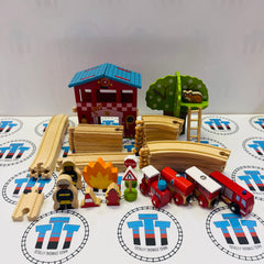 Fire & Rescue Train Set BIGJIGS Rail Wooden - New in Box