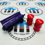 Purple Barrel Car with Damaged Oil and Petrol Barrels Fair Condition Wooden - Used