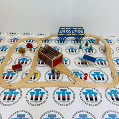 A Day at "The Works" Set #2 (No Trains or Playmat/Missing Signals/Chipped Bridge) Wooden - Used
