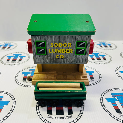 Sodor Log Loader with Log Car (2003) and 3 Logs (Learning Curve) #1 Wooden - Used