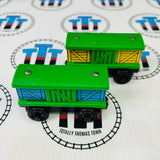 Box Cars Green Pair (Learning Curve 2001) Wooden - Used
