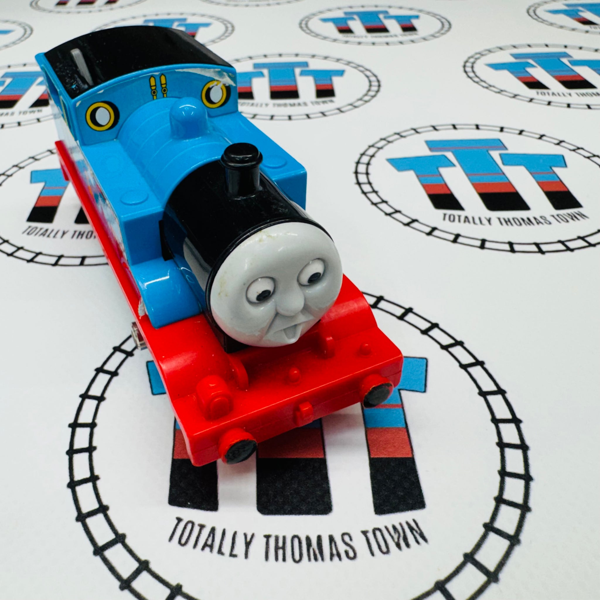 Thomas Surprised Face #2 (1992) Noisy, Ripped Sticker and Corroded