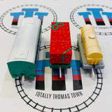 Holiday Set Pack #1 (Season’s Greetings Passenger Car, Present Car, Hot Cocoa Tanker) Discoloured Sticker Used - TOMY