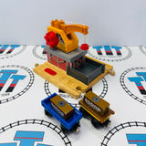 Cargo Transfer Station with 2 Cargo Pieces, 1 Cargo Car, 1 Flatbed and Sound #1 Wooden - Used