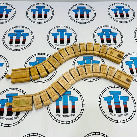 14" Wacky Track 2 Pieces Marked/Stained Thomas Brand Wooden - Used