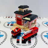 Fire Station #1 Good Condition with Fire Truck & Fire Train (2003) Wooden - Used