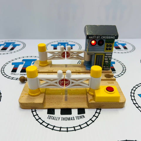 Deluxe Railroad Crossing with Lights and Sound Fair Condition Wooden - Used