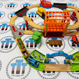 Busy Island Set #1 Complete Fair Condition/Marked Track with Thomas, Passenger Coach, Cargo Car and Jeremy (Thomas Wood Mattel) - Used