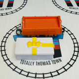 Orange Troublesome Truck with Present Flatbed Missing Stickers Pull Along Capsule Plarail - Used
