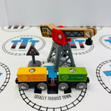 Crane with Cargo Cars Hape Brand Used - Wooden