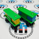 Box Cars Green Pair (Learning Curve 2000) Wooden - Used