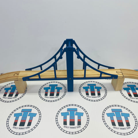 Large 13" Dark Blue Suspension Bridge with Ascending Track Generic Brand Wooden - Used