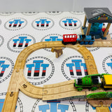 Thomas at the Zoo Set Complete with Trains #1 (Writing on Bottom/Fair Condition Character Cards) Some fish don’t spin properly Wooden Rare - Used