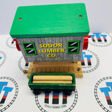 Sodor Log Loader (Painted Top) Clickity Clack with Log Car (2001) and 3 Logs (1 damaged) #1 Wooden - Used